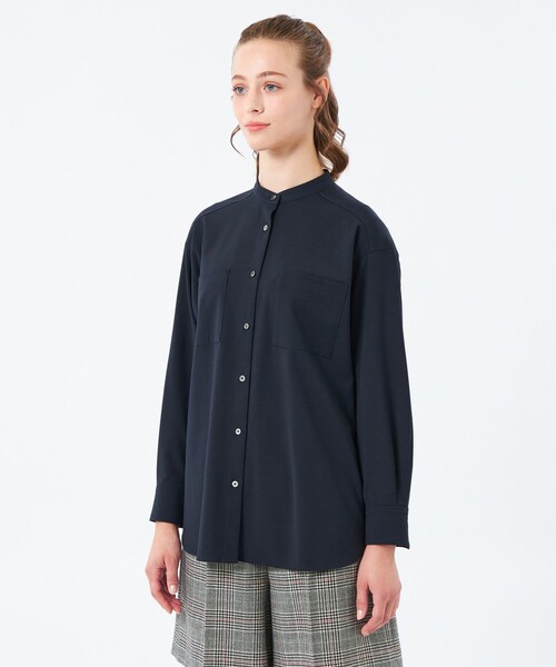 MACKINTOSH PHILOSOPHY（ﾏｯｷﾝﾄｯｼｭ ﾌｨﾛｿﾌｨｰ）の「ウールトロバンドカラーシャツ（シャツ/ブラウス・レディース・チャコールグレー/ブルー系その他7/ダークネイビー・36/38）」の8枚目の写真