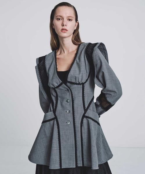 フェティコ　FETICO LACE-PANELED JACKET ジャケット FETICO(フェティコ)のLACE-PANELED JACKETの通販｜PALETTE art