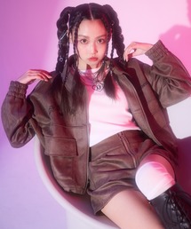 ANAP GiRL（アナップガール）の「フェイク レザー クロップド ブルゾン（ブルゾン）」