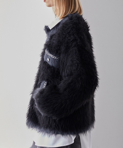 Loose/ルース(ルース)の「ダブルジャガード シャギーチェーンニットカーディガン(カーディガン/ボレロ・メンズ・グレー系/ブラック系/ホワイト系・L/M/S)」の14枚目の写真