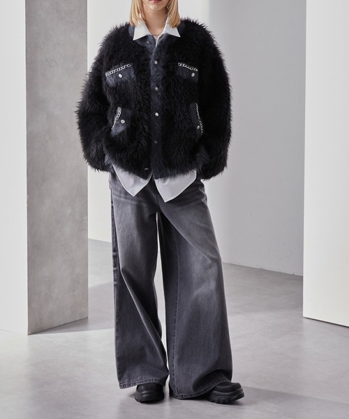 Loose/ルース(ルース)の「ダブルジャガード シャギーチェーンニットカーディガン(カーディガン/ボレロ・メンズ・グレー系/ブラック系/ホワイト系・L/M/S)」の16枚目の写真