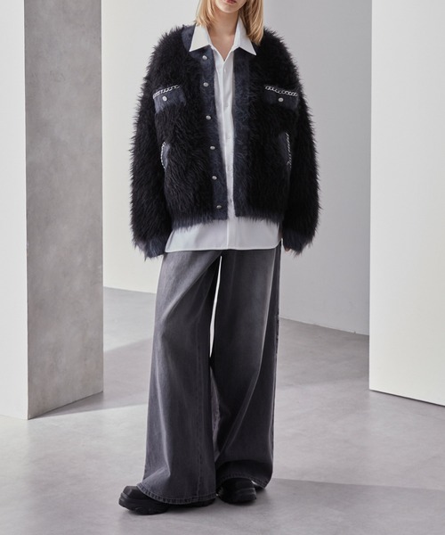 Loose/ルース(ルース)の「ダブルジャガード シャギーチェーンニットカーディガン(カーディガン/ボレロ・メンズ・グレー系/ブラック系/ホワイト系・L/M/S)」の17枚目の写真