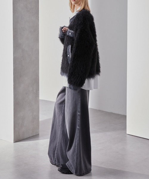 Loose/ルース(ルース)の「ダブルジャガード シャギーチェーンニットカーディガン(カーディガン/ボレロ・メンズ・グレー系/ブラック系/ホワイト系・L/M/S)」の18枚目の写真