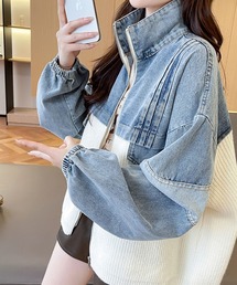 デニムジャケット（ホワイト/白色系・ジップアップ）ファッション通販