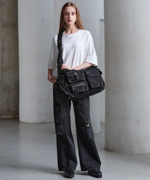 CLEL(クレイル)の「【CLEL】Fringe/Basic Denim Shoulder Bag / フリンジ/ベーシック デニムショルダーバッグ(ショルダーバッグ・メンズ・ブラック系/グレー/ブルー系・FREE)」の20枚目の写真