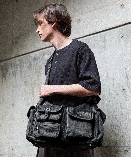 CLEL(クレイル)の「【CLEL】Fringe/Basic Denim Shoulder Bag / フリンジ/ベーシック デニムショルダーバッグ(ショルダーバッグ・メンズ・ブラック系/グレー/ブルー系・FREE)」の8枚目の写真