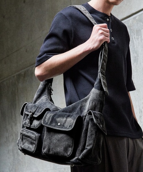 CLEL(クレイル)の「【CLEL】Fringe/Basic Denim Shoulder Bag / フリンジ/ベーシック デニムショルダーバッグ(ショルダーバッグ・メンズ・ブラック系/グレー/ブルー系・FREE)」の14枚目の写真