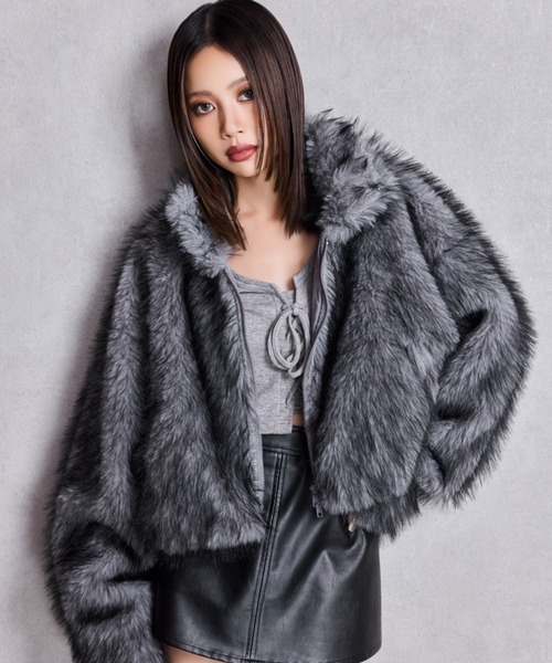 セール】【ZOZO限定！！】エコファー ダブルジップ ショートコート