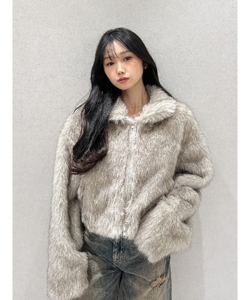 期間限定お値下げ⭐︎gypsophila シャーギーコート新品未使用タグ付き セール】【ZOZO限定！！】エコファー ダブルジップ ショートコート