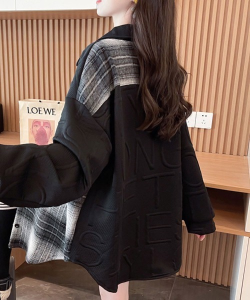 SallyLunn(サリーラン)の「パネル切り替えチェックシャツ(シャツ/ブラウス・レディース・ブラック/グレー・L/M)」の7枚目の写真