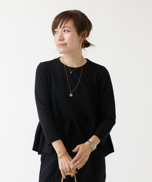 DESIGNWORKS(デザインワークス)の「【セットアップ対応】ぺプラムトップス(シャツ/ブラウス・レディース・アイボリー/ブラック/ネイビー・フリー)」の7枚目の写真