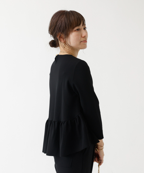 DESIGNWORKS(デザインワークス)の「【セットアップ対応】ぺプラムトップス(シャツ/ブラウス・レディース・アイボリー/ブラック/ネイビー・フリー)」の9枚目の写真