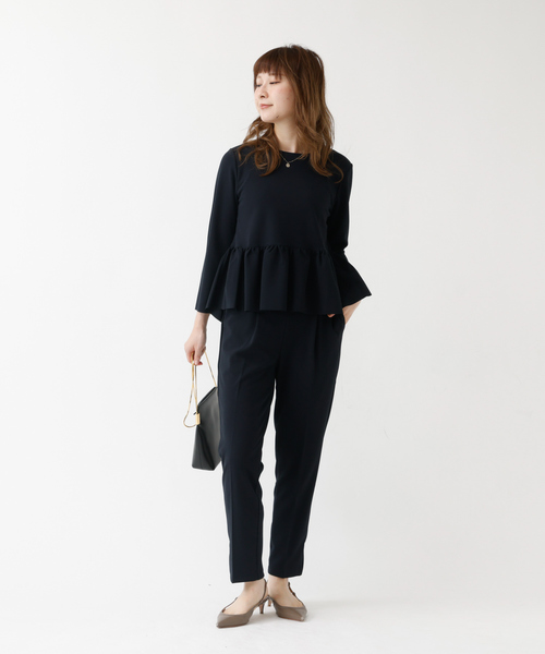 DESIGNWORKS(デザインワークス)の「【セットアップ対応】ぺプラムトップス(シャツ/ブラウス・レディース・アイボリー/ブラック/ネイビー・フリー)」の12枚目の写真