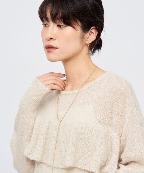 NOLLEY’S（ノーリーズ）の「2WAYラメモヘヤラッフルプルオーバー（ニット/セーター・レディース・ブラック/チャコールグレー/ベージュ・38）」の3枚目の写真