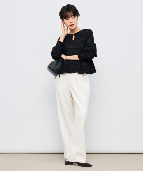 NOLLEY’S（ノーリーズ）の「2WAYラメモヘヤラッフルプルオーバー（ニット/セーター・レディース・ブラック/チャコールグレー/ベージュ・38）」の17枚目の写真