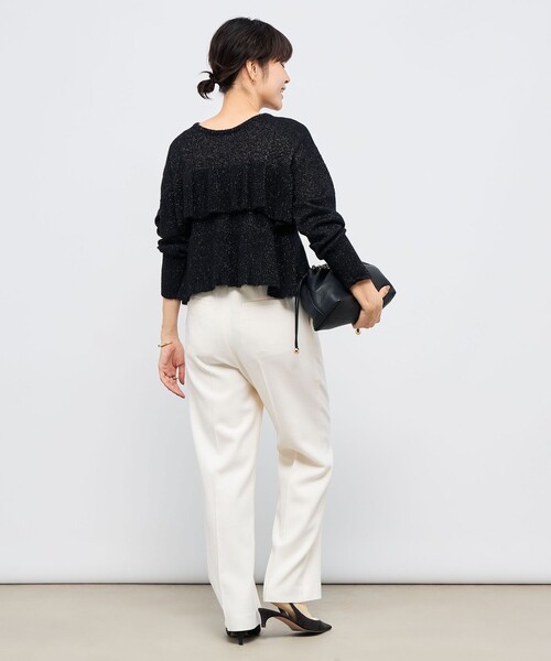 NOLLEY’S（ノーリーズ）の「2WAYラメモヘヤラッフルプルオーバー（ニット/セーター・レディース・ブラック/チャコールグレー/ベージュ・38）」の19枚目の写真