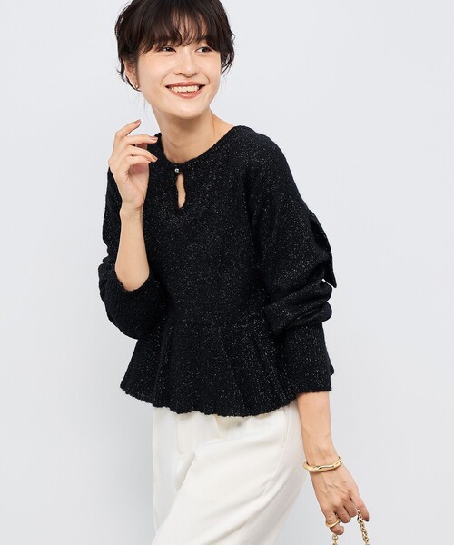 NOLLEY’S（ノーリーズ）の「2WAYラメモヘヤラッフルプルオーバー（ニット/セーター・レディース・ブラック/チャコールグレー/ベージュ・38）」の20枚目の写真