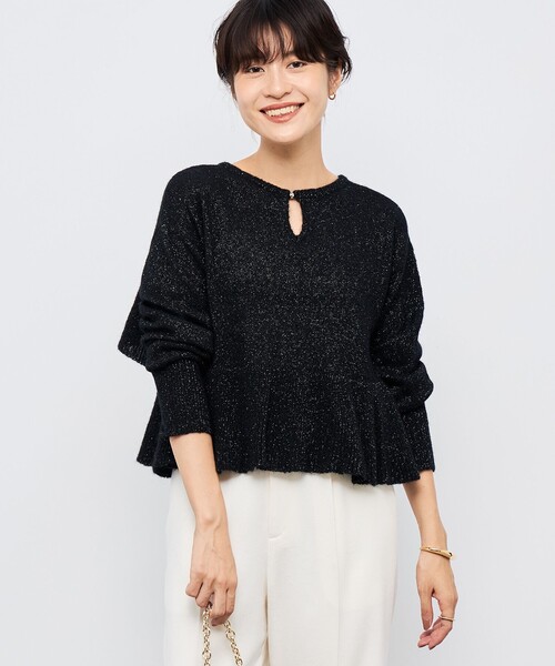 NOLLEY’S（ノーリーズ）の「2WAYラメモヘヤラッフルプルオーバー（ニット/セーター・レディース・ブラック/チャコールグレー/ベージュ・38）」の22枚目の写真