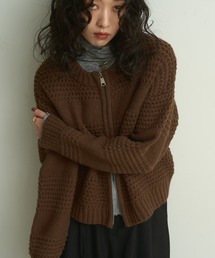 Pattern knit double-zip cardigan / パターン編みダブルジップニットカーディガン