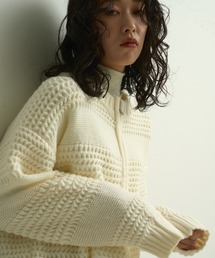 Pattern knit double-zip cardigan / パターン編みダブルジップニットカーディガン