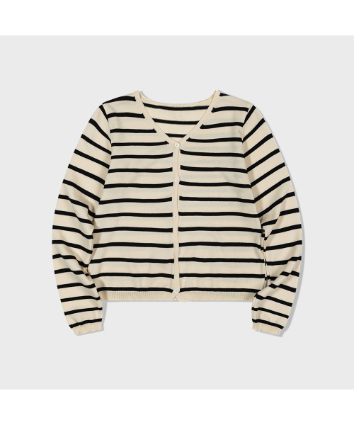 MOAA(モア)の「Striped Cropped Button Cardigan (IVORY) inner set(カーディガン/ボレロ・レディース・その他・SMALL/MEDIUM)」の3枚目の写真
