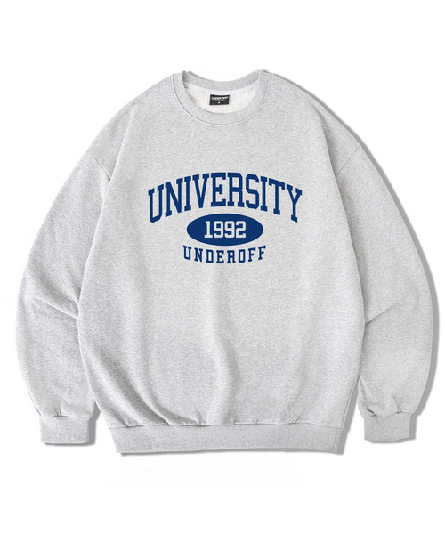 UNDEROFF(アンダーオフ)の「アセンティックリラックスドユニバーシティマンツーマンスウェットグレー(スウェット・レディース・グレー・SMALL/MEDIUM/LARGE/X-LARGE)」の1枚目の写真