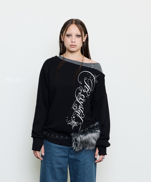 LUVISTRUE(ラヴイズトゥルー)の「EV LAYERED ONESHOULDER TEE(Tシャツ/カットソー・レディース・ブラック・FREE)」の4枚目の写真