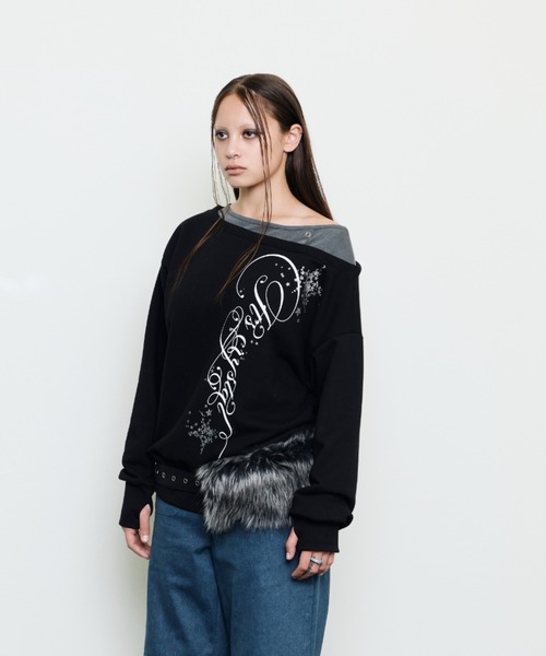 LUVISTRUE(ラヴイズトゥルー)の「EV LAYERED ONESHOULDER TEE(Tシャツ/カットソー・レディース・ブラック・FREE)」の5枚目の写真