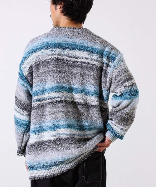 GLOSTER（グロスター）の「【ふんわり立体感】グラデーションブークレプルオーバー（ニット/セーター・メンズ・イエロー系その他/パープル系その他/ブルー系その他・S/M/L）」の7枚目の写真