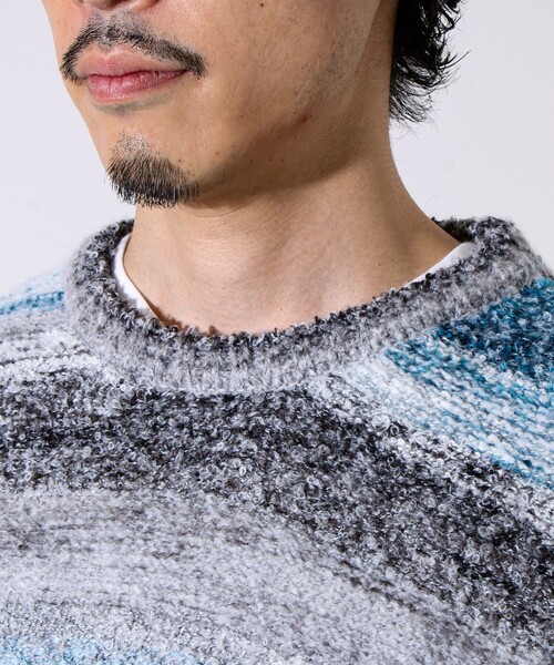 GLOSTER（グロスター）の「【ふんわり立体感】グラデーションブークレプルオーバー（ニット/セーター・メンズ・イエロー系その他/パープル系その他/ブルー系その他・S/M/L）」の10枚目の写真