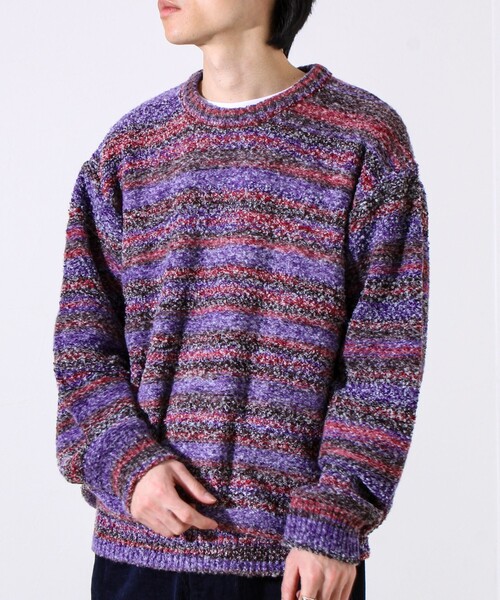 GLOSTER（グロスター）の「【ふんわり立体感】グラデーションブークレプルオーバー（ニット/セーター・メンズ・イエロー系その他/パープル系その他/ブルー系その他・S/M/L）」の16枚目の写真