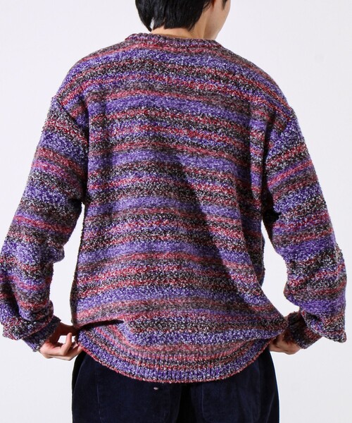 GLOSTER（グロスター）の「【ふんわり立体感】グラデーションブークレプルオーバー（ニット/セーター・メンズ・イエロー系その他/パープル系その他/ブルー系その他・S/M/L）」の18枚目の写真