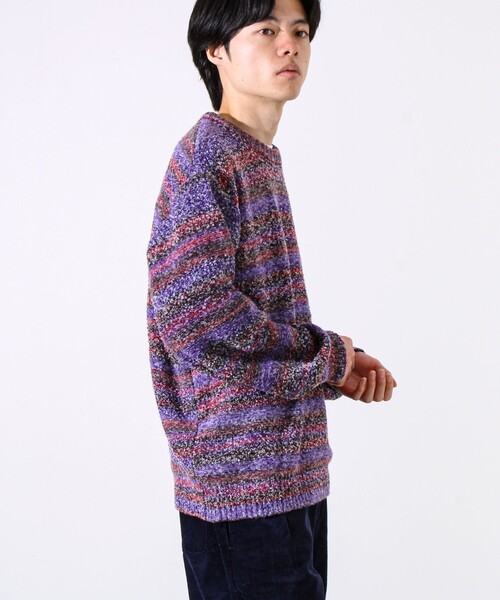 GLOSTER（グロスター）の「【ふんわり立体感】グラデーションブークレプルオーバー（ニット/セーター・メンズ・イエロー系その他/パープル系その他/ブルー系その他・S/M/L）」の19枚目の写真