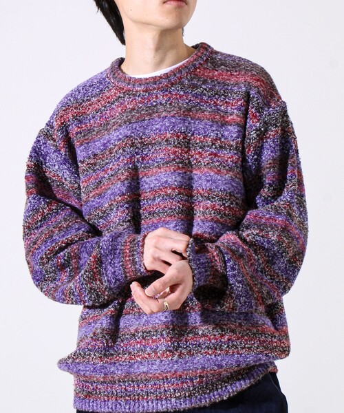 GLOSTER（グロスター）の「【ふんわり立体感】グラデーションブークレプルオーバー（ニット/セーター・メンズ・イエロー系その他/パープル系その他/ブルー系その他・S/M/L）」の21枚目の写真