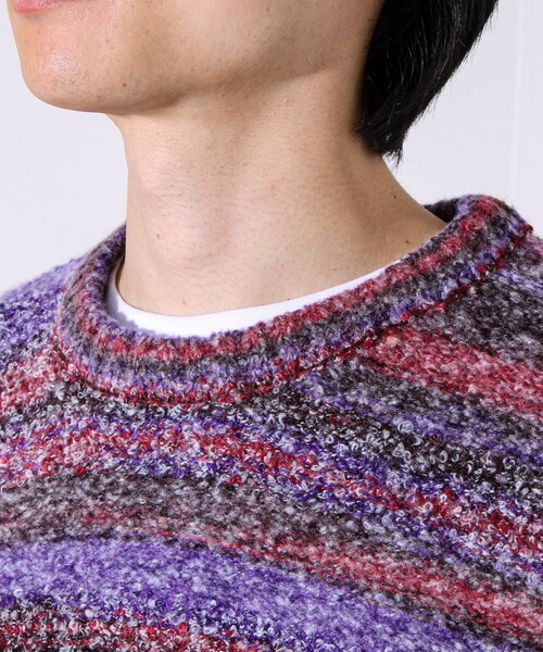 GLOSTER（グロスター）の「【ふんわり立体感】グラデーションブークレプルオーバー（ニット/セーター・メンズ・イエロー系その他/パープル系その他/ブルー系その他・S/M/L）」の22枚目の写真