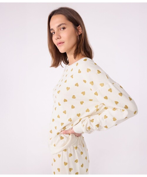 PETIT BATEAU(プチバトー)の「パジャマ(ルームウェア/パジャマ・レディース・ホワイト×イエロー・XX-SMALL/X-SMALL/SMALL/MEDIUM)」の2枚目の写真