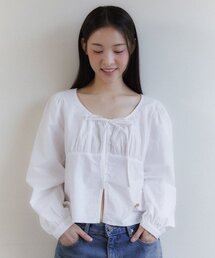 ANC LONG SLEEVE RIBBON PUFF BLOUSE_WHITE