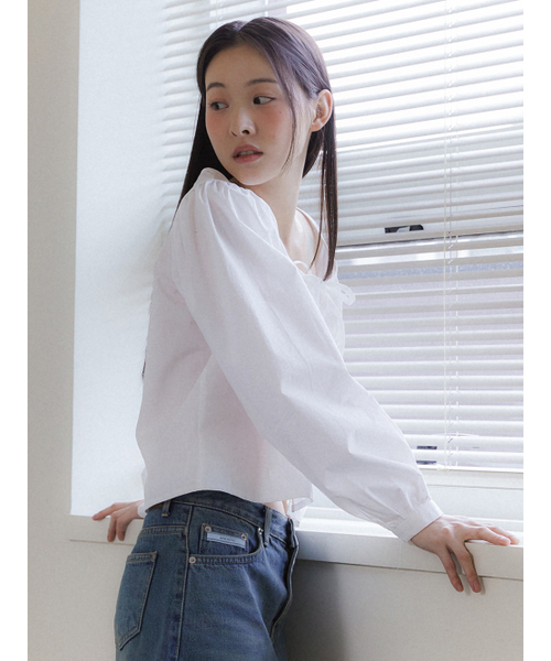 ANOETIC(アノエティック)の「ANC LONG SLEEVE RIBBON PUFF BLOUSE_WHITE(シャツ/ブラウス・レディース・その他・FREE)」の4枚目の写真
