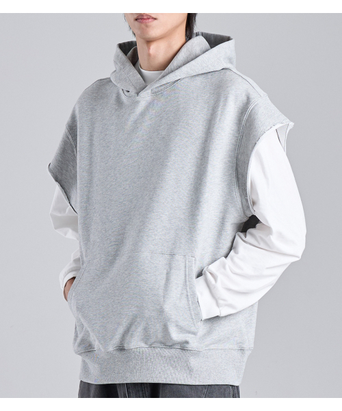 BUTTON SEOUL(ボタンソウル)の「スリーブレスヴィンテージコットンフードベスト(メランジ)(Tシャツ/カットソー・メンズ・その他・MEDIUM/LARGE/X-LARGE)」の7枚目の写真