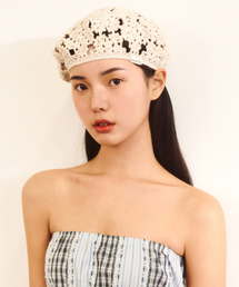 NAKED SURF CLUB（ネイキッドサーフクラブ）の「フラワークロシェベレー帽 (ベージュ)（ハンチング/ベレー帽）」