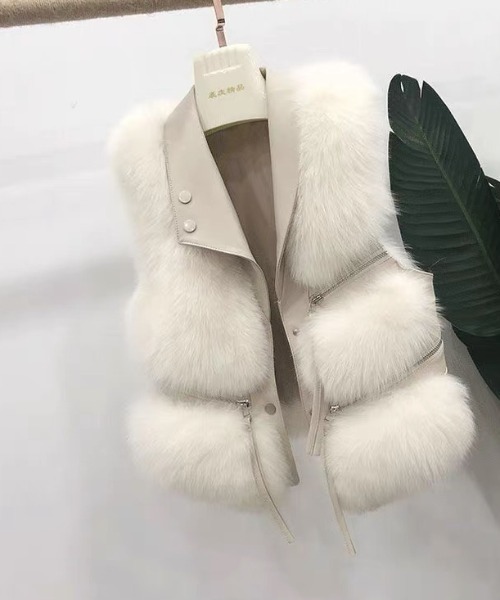 セール】フェイクファー切替ジップアップベスト（ベスト）｜Sibra