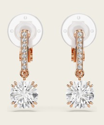SWAROVSKI（スワロフスキー）の「【公式】【スワロフスキー】Stilla クリップイヤリング, ラウンドカット, パヴェ, ホワイト, ローズゴールドトーン・プレーティング（イヤリング）」