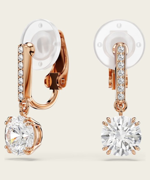 SWAROVSKI(スワロフスキー)の「【公式】【スワロフスキー】Stilla クリップイヤリング, ラウンドカット, パヴェ, ホワイト, ローズゴールドトーン・プレーティング(イヤリング・レディース・ホワイト・ONE SIZE)」の3枚目の写真