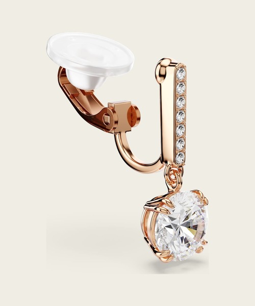 SWAROVSKI(スワロフスキー)の「【公式】【スワロフスキー】Stilla クリップイヤリング, ラウンドカット, パヴェ, ホワイト, ローズゴールドトーン・プレーティング(イヤリング・レディース・ホワイト・ONE SIZE)」の4枚目の写真