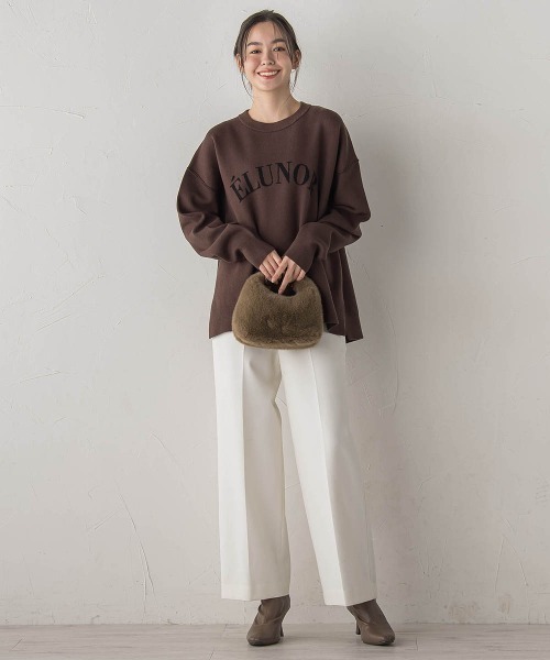 Droite lautreamont(ドロワットロートレアモン)の「ロゴスウェットニット≪手洗い可能≫(ニット/セーター・レディース・ライトグレー/ブラウン/ネイビー・M)」の18枚目の写真