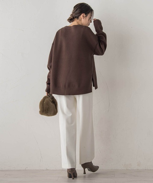 Droite lautreamont(ドロワットロートレアモン)の「ロゴスウェットニット≪手洗い可能≫(ニット/セーター・レディース・ライトグレー/ブラウン/ネイビー・M)」の21枚目の写真