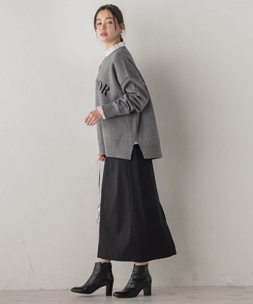 Droite lautreamont(ドロワットロートレアモン)の「ロゴスウェットニット≪手洗い可能≫(ニット/セーター・レディース・ライトグレー/ブラウン/ネイビー・M)」の12枚目の写真