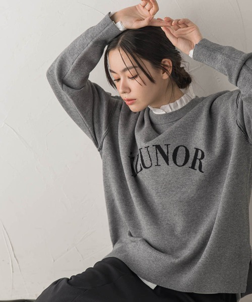 Droite lautreamont(ドロワットロートレアモン)の「ロゴスウェットニット≪手洗い可能≫(ニット/セーター・レディース・ライトグレー/ブラウン/ネイビー・M)」の8枚目の写真