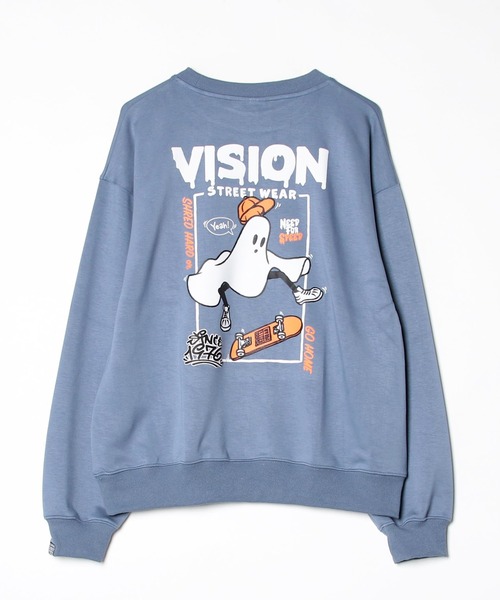 VISION STREET WEAR（ヴィジョンストリートウェア）の「【VISION STREET WEAR/ヴィジョンストリートウェア】Ghost drip logo crewneck sweat/ゴースト バックプリント クルーネック スウェット トレーナー（スウェット・メンズ・ライトグレー/ブラック/グレー系1/ホワイト・LL/L/M）」の4枚目の写真