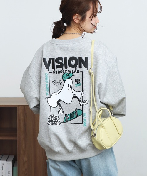 VISION STREET WEAR（ヴィジョンストリートウェア）の「【VISION STREET WEAR/ヴィジョンストリートウェア】Ghost drip logo crewneck sweat/ゴースト バックプリント クルーネック スウェット トレーナー（スウェット・メンズ・ライトグレー/ブラック/グレー系1/ホワイト・LL/L/M）」の3枚目の写真